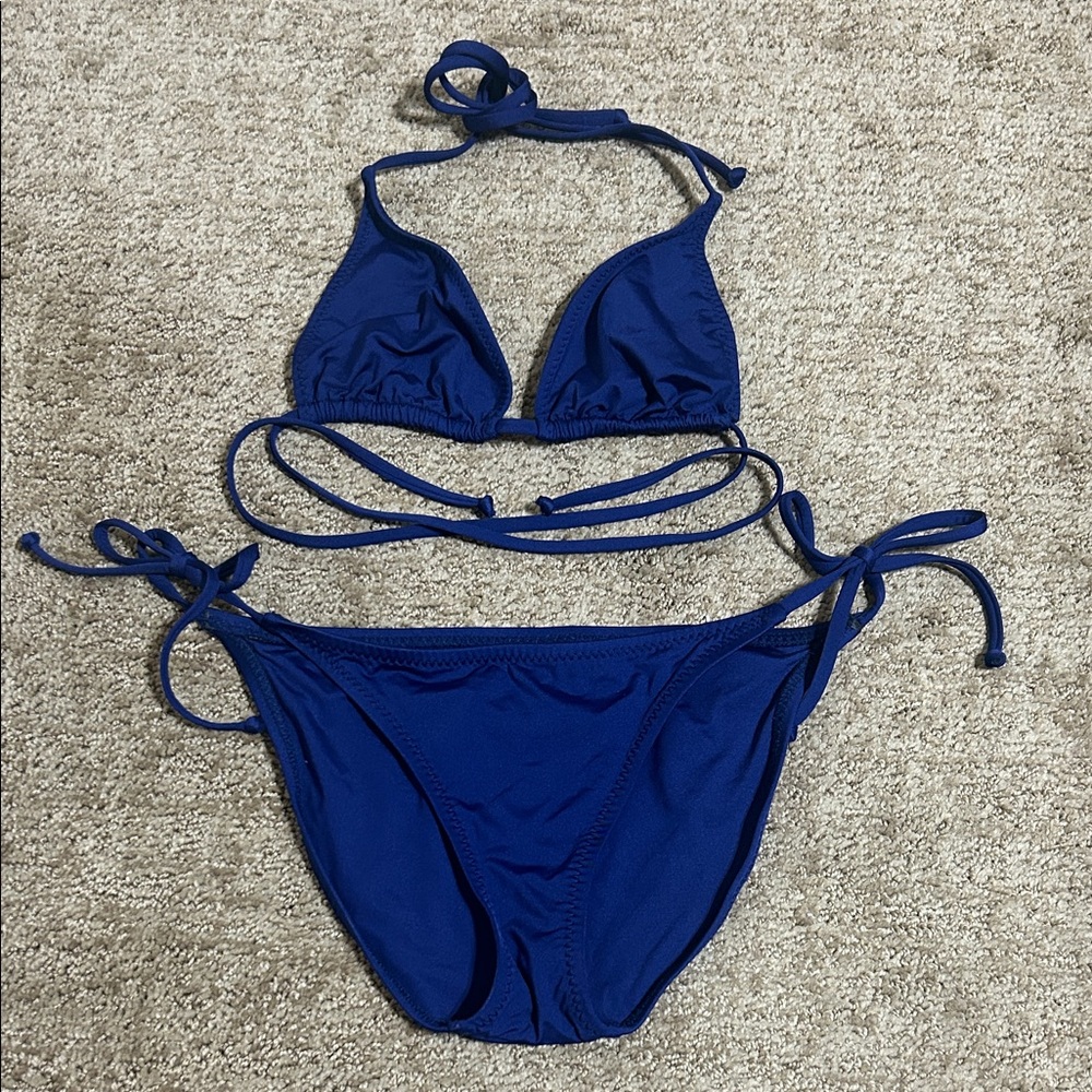 BECCA Blue Triangle Bikini Set
